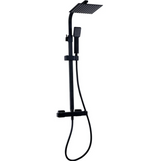 Kartell K-VIT Nero Square Option 1 Thermostatic Exposed Bar Shower with Overhead Drencher & Sliding Handset- Matt Black (SHO050NS)