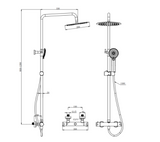 Kartell K-VIT Nero Round Option 1 Thermostatic Exposed Bar Shower With Overhead Drencher & Sliding Handset- Matt Black (SHO052NR)