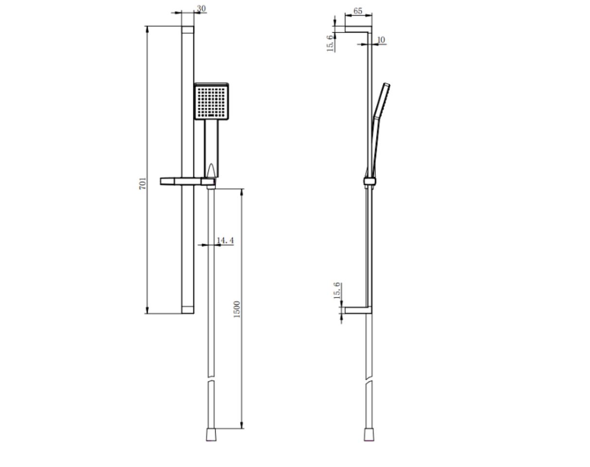 Kartell K-VIT Nero Square Option 3 Thermostatic Concealed Shower with Fixed Overhead Drencher- Matt Black (SHO047NS-SHO058NS-SHO089NS)