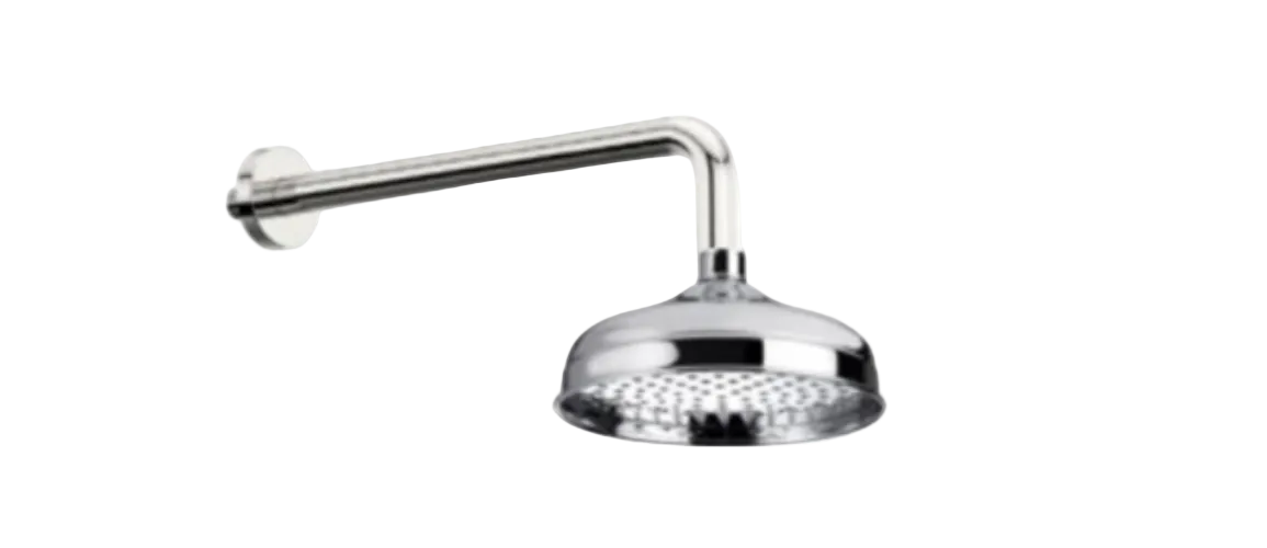 Kartell K-VIT Traditional Stainless Steel Shower Head 200mm with Round Wall Mounted Arm-Chrome (SHO102T-SHO113RO)