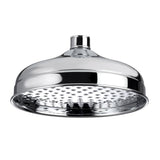 Kartell K-VIT Traditional Stainless Steel Shower Head 200mm with Round Wall Mounted Arm-Chrome (SHO102T-SHO113RO)
