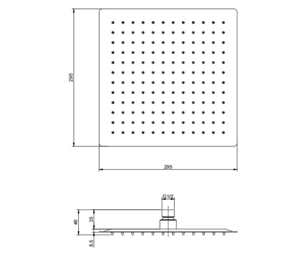 Kartell K-VIT 300mm Square Stainless Steel Shower Head - Chrome (SHO116SQ)