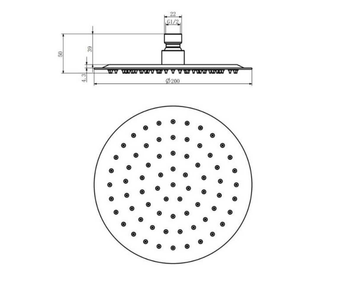 Kartell K-VIT 200mm Round Stainless Steel Shower Head - Chrome (SHO118RO)