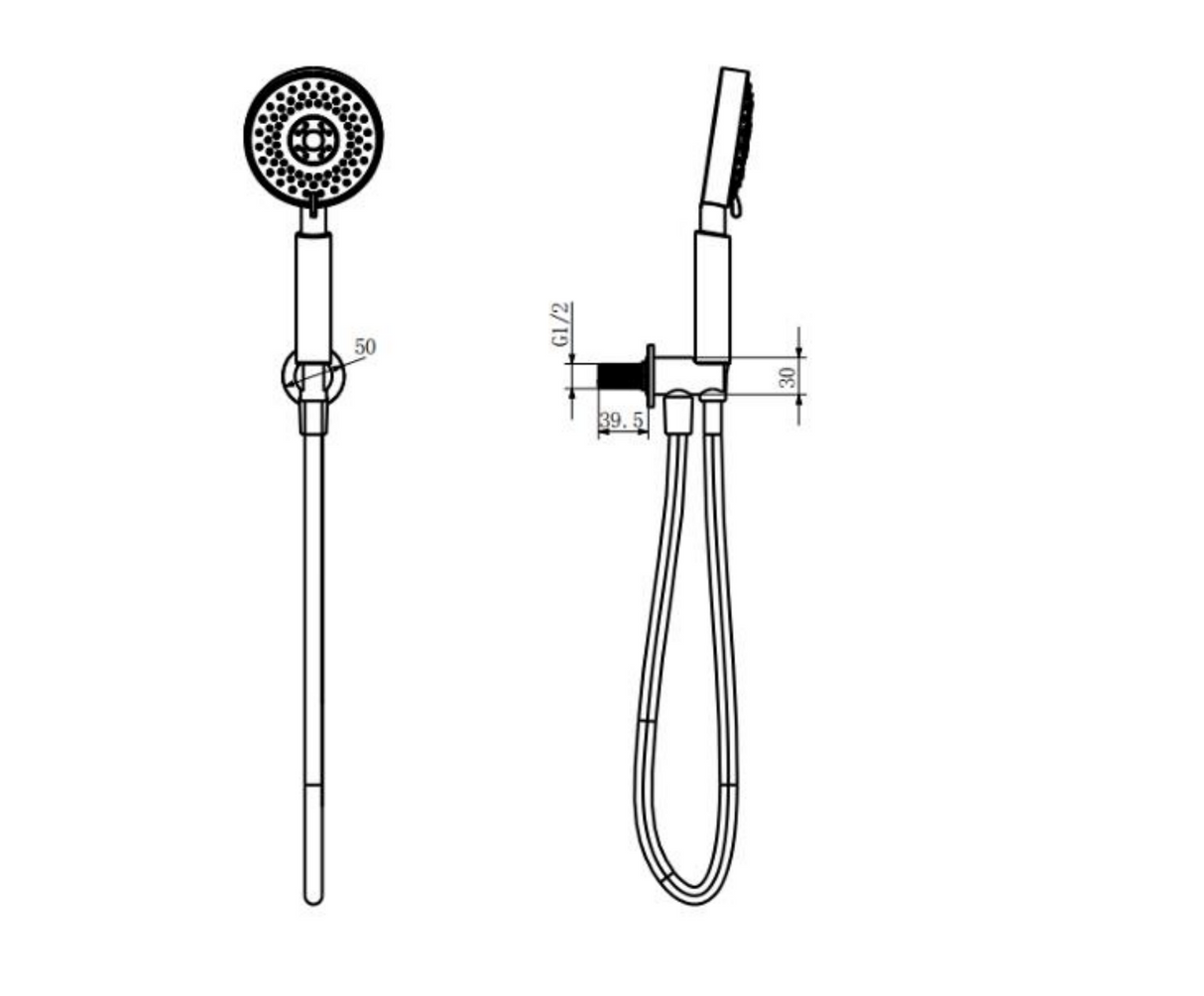 Kartell K-VIT Ottone Option 5 Thermostatic Concealed Shower with Separate Handshower & Fixed Overhead Drencher- Gold (SHO142OT-SHO143OT-SHO146OT)