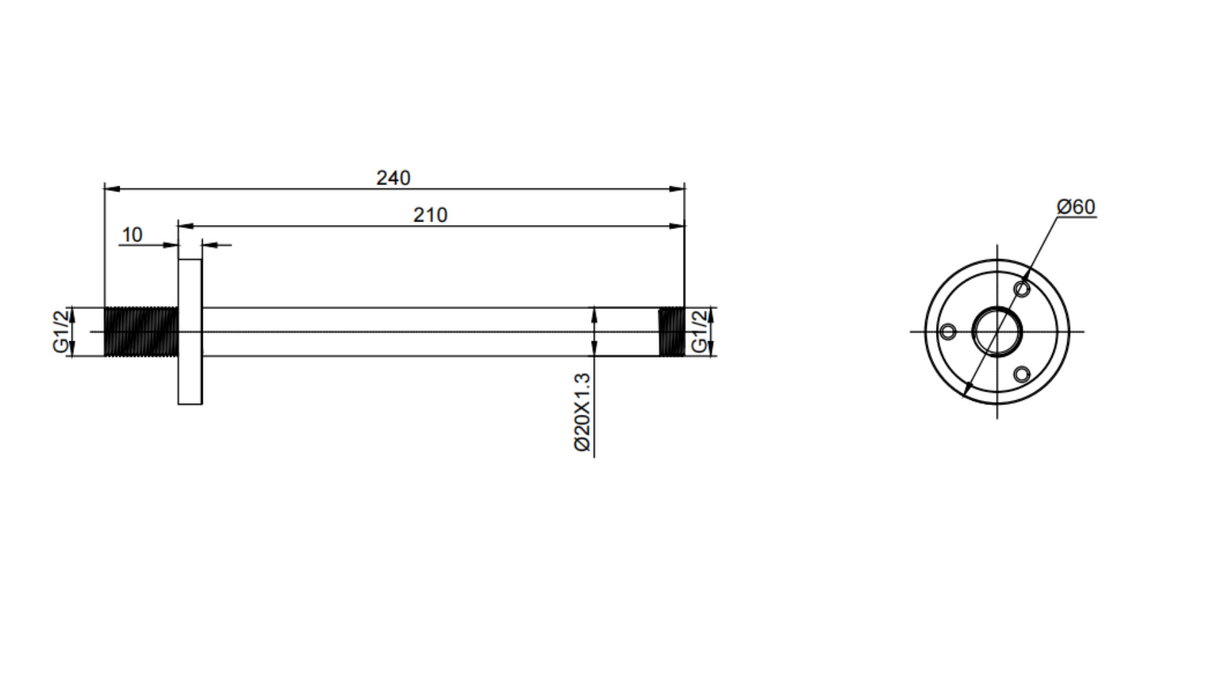 Kartell K-VIT Nero Round Ceiling Mounted Shower Arm-Matt Black (SHO151NR)