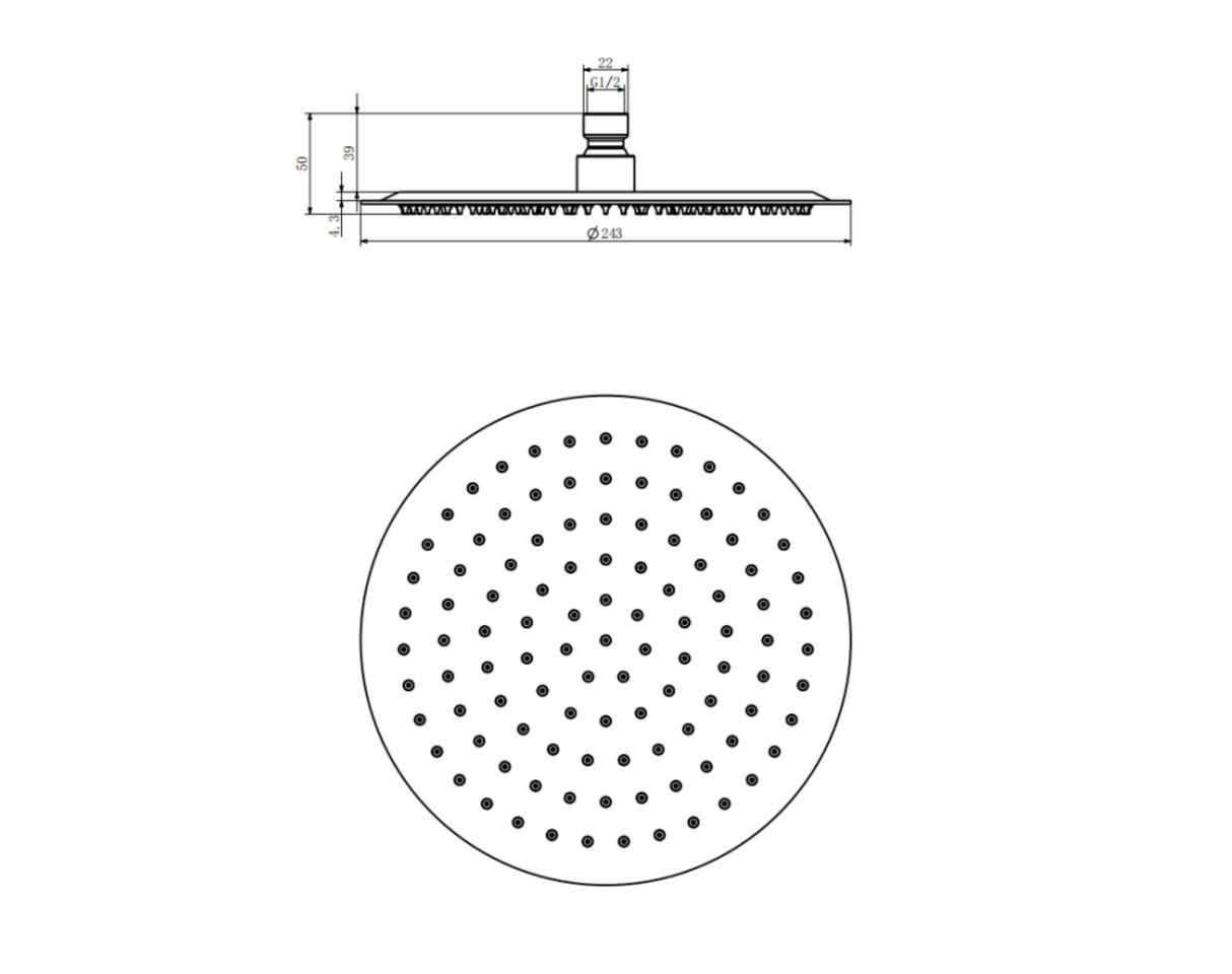 Kartell K-VIT Nero Round Shower Head -Matt Black (SHO152NR)(SHO153NR)(SHO154NR)