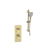 Kartell K-VIT Kolt Option 4 concealed thermostatic shower with adjustable slide rail kit in Brushed Brass