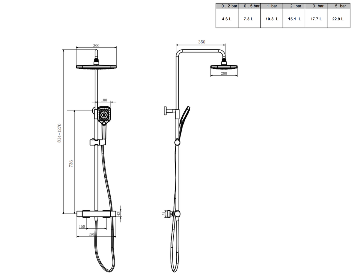 Kartell K-VIT Kolt Option 1 Thermostatic Bar Shower With Adjustable Sliding Handset & Overhead Drencher -Brushed Nickel (SHO330KBN)