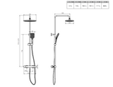 Kartell K-VIT Kolt Option 1 Thermostatic Bar Shower With Adjustable Sliding Handset & Overhead Drencher -Brushed Nickel (SHO330KBN)