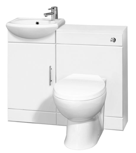 Nuie Sienna Cloakroom Furniture Pack With Basin, Toilet & Seat – Gloss White