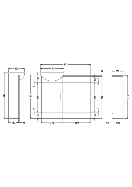 Nuie Sienna Cloakroom Furniture Pack With Basin, Toilet & Seat – Gloss White, photo 3