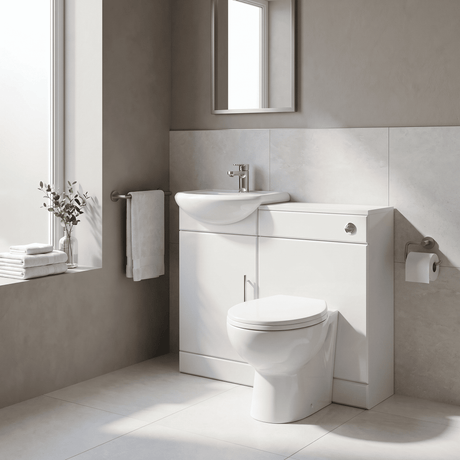 Nuie Sienna Cloakroom Furniture Pack With Basin, Toilet & Seat – Gloss White, photo 2