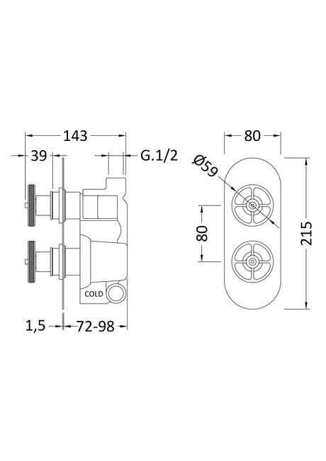 Nuie Shower Valve – Matt Black or Brushed Brass, photo 3