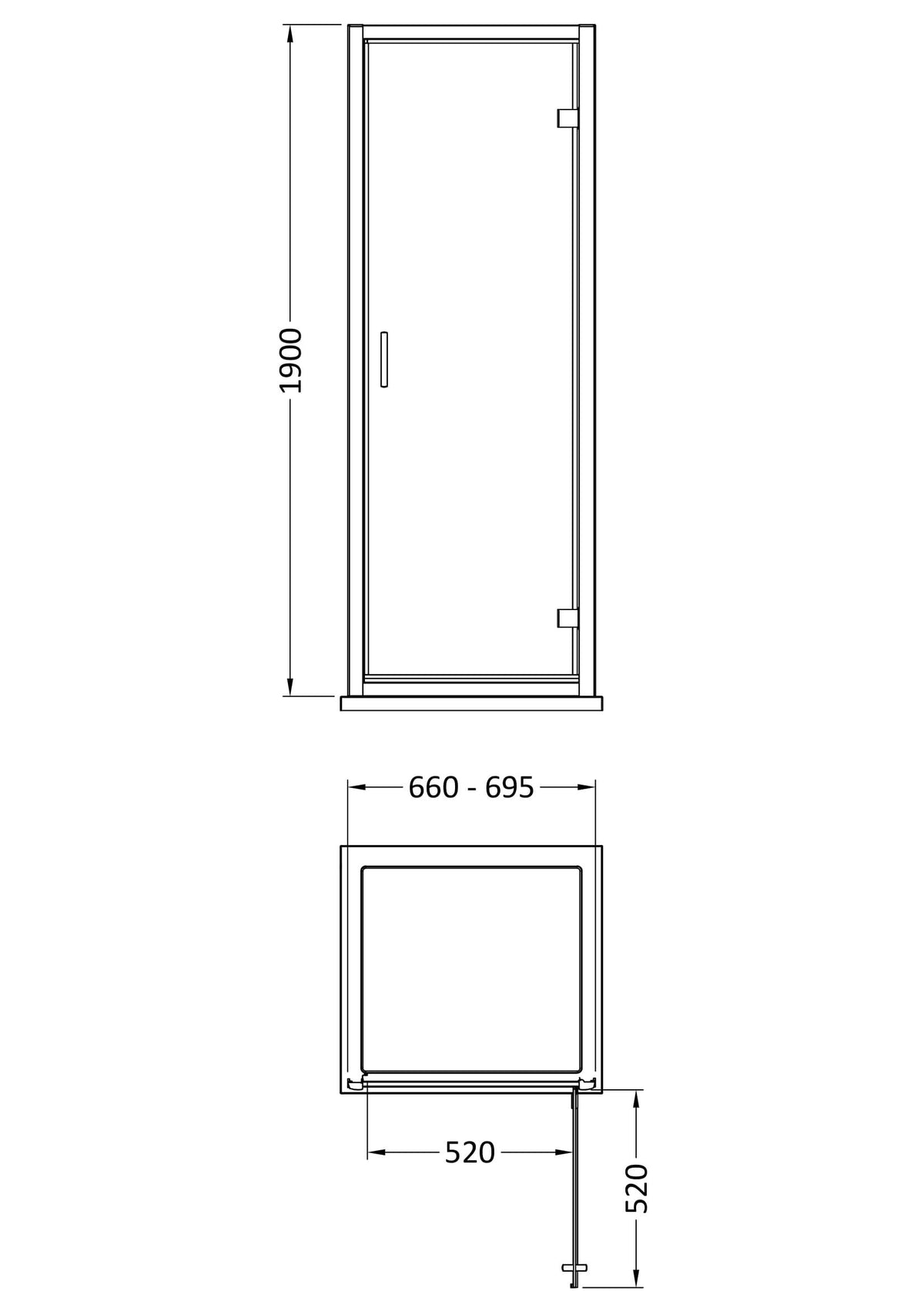 Nuie Rene Hinged Shower Door – 700mm, 760mm, 800mm & 900mm, photo 4