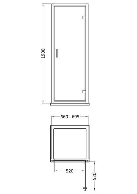 Nuie Rene Hinged Shower Door – 700mm, 760mm, 800mm & 900mm, photo 4