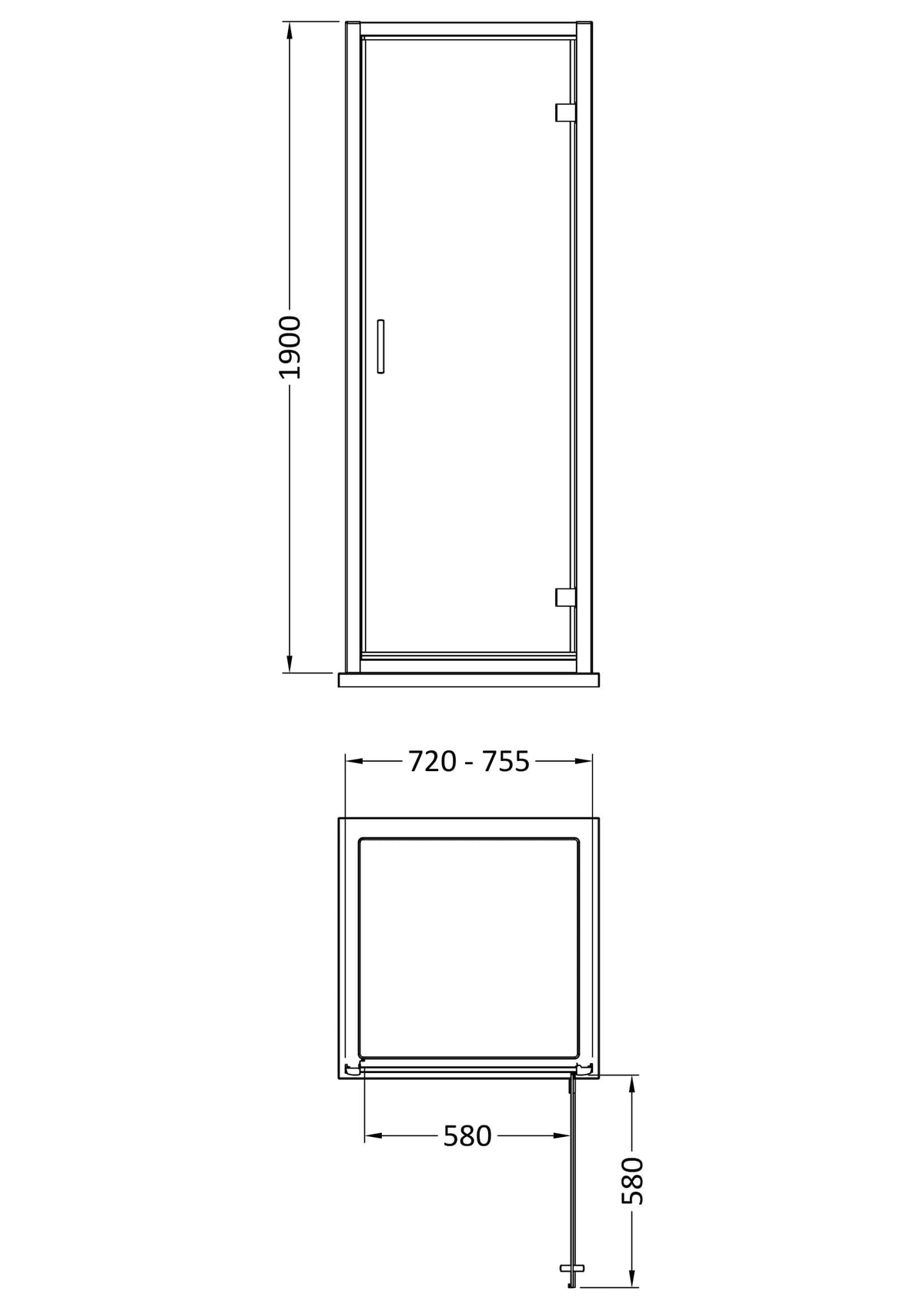 Nuie Rene Hinged Shower Door – 700mm, 760mm, 800mm & 900mm, photo 5