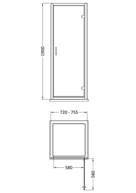 Nuie Rene Hinged Shower Door – 700mm, 760mm, 800mm & 900mm, photo 5