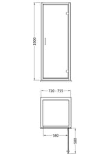 Nuie Rene Semi-Frameless Hinged Shower Door – 700mm, 760mm, 800mm & 900mm, photo 4