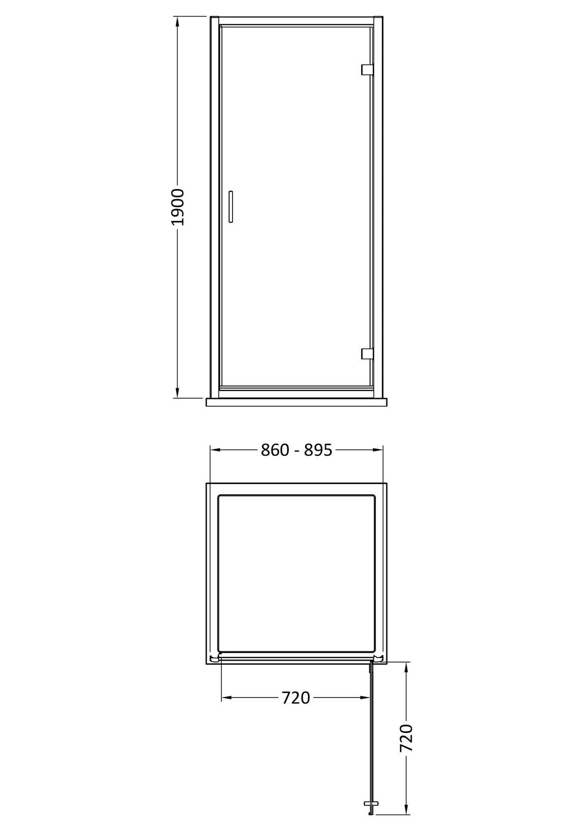 Nuie Rene Hinged Shower Door – 700mm, 760mm, 800mm & 900mm, photo 7