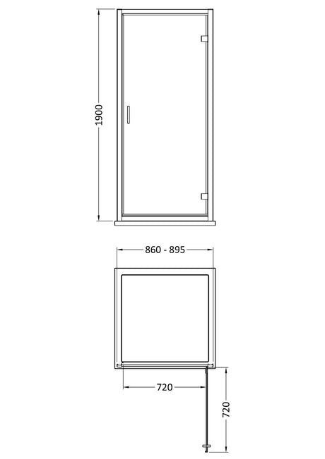 Nuie Rene Hinged Shower Door – 700mm, 760mm, 800mm & 900mm, photo 7