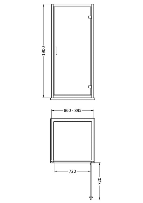 Nuie Rene Semi-Frameless Hinged Shower Door – 700mm, 760mm, 800mm & 900mm, photo 6