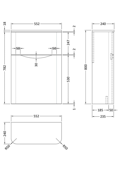 Nuie Lunar 550mm Floor Standing WC Unit, photo 7