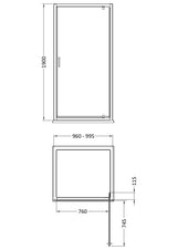 Nuie Rene 1000mm Pivot Shower Door – Chrome, photo 2