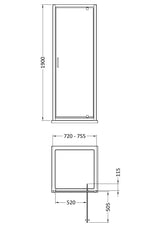 Nuie Rene Framed Pivot Shower Door – 760mm, 800mm & 900mm, photo 3