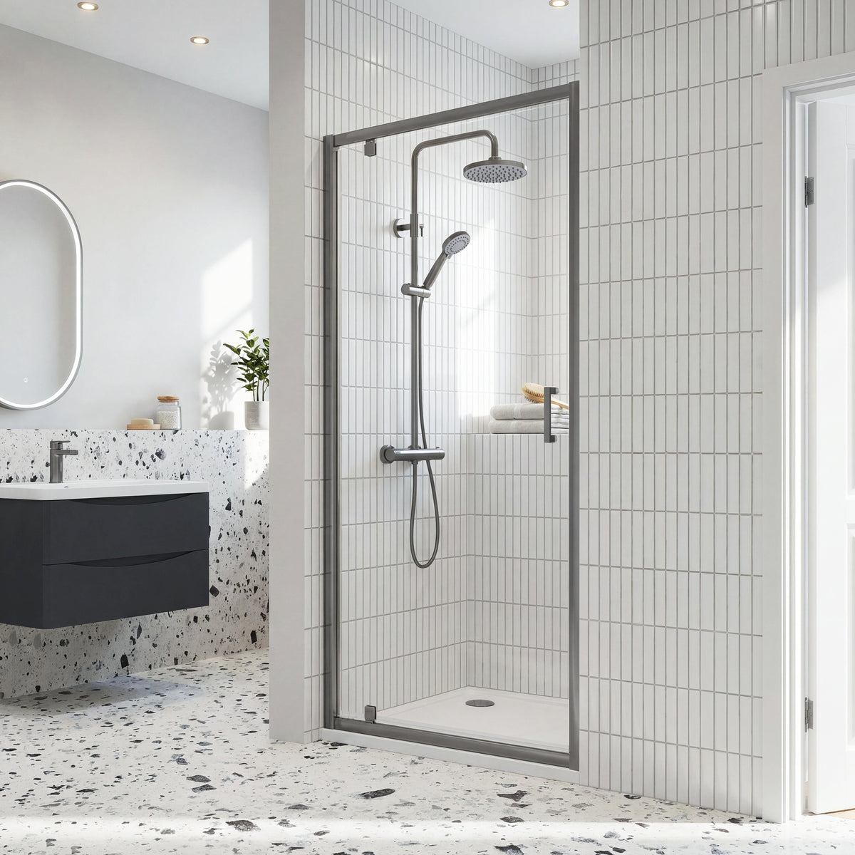 Nuie Rene Framed Pivot Shower Door – 760mm, 800mm & 900mm