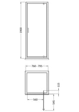 Nuie Rene Pivot Shower Door – 760mm, 800mm & 900mm, photo 5