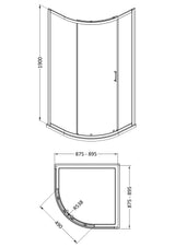 Nuie Rene 900mm Quadrant Single Entry Shower Enclosure – Matt Black, photo 3