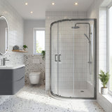 Nuie Rene 1000mm Framed Offset Shower Enclosure – Brushed Pewter