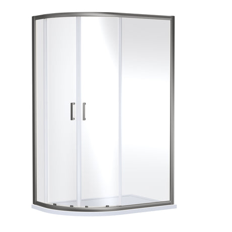 Nuie Rene 1200mm Framed Offset Shower Enclosure – Brushed Pewter, photo 2