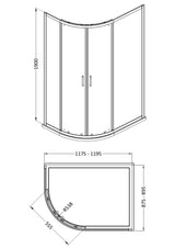 Nuie Rene 2 Door Offset Quadrant Enclosure – 1200 x 800mm & 1200 x 900mm, photo 3