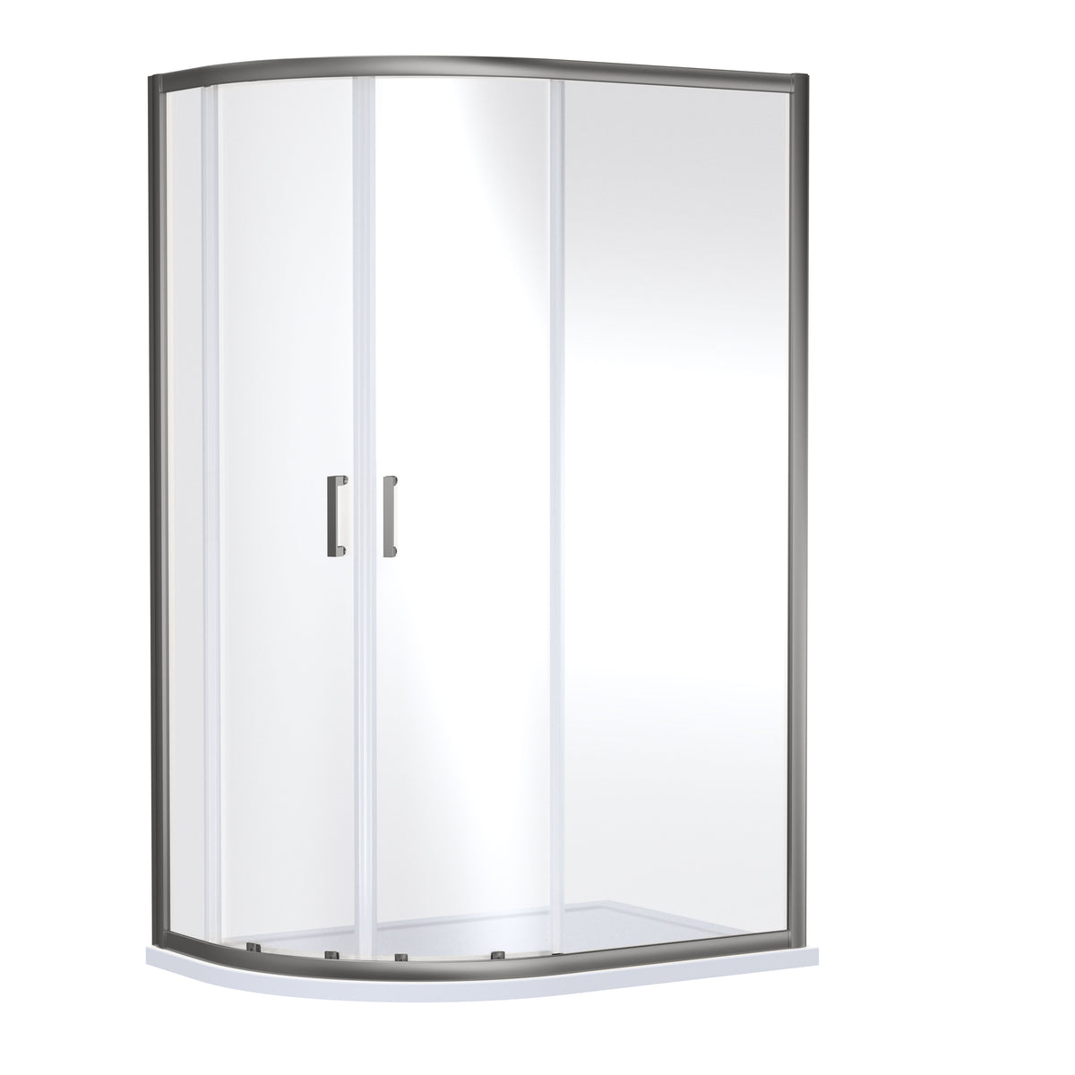 Nuie Rene 1200mm Framed Offset Shower Enclosure – Brushed Pewter, photo 2