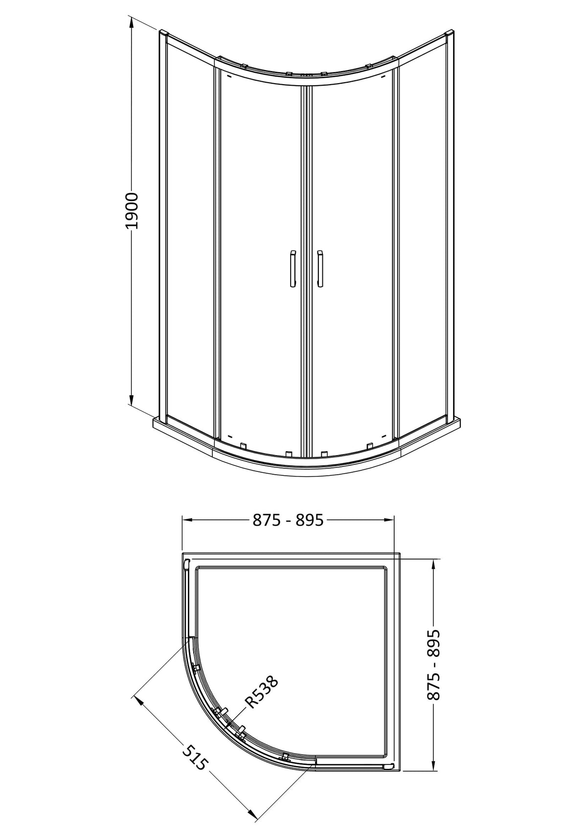 Nuie Rene Quadrant Shower Enclosure – 800mm & 900mm, photo 4