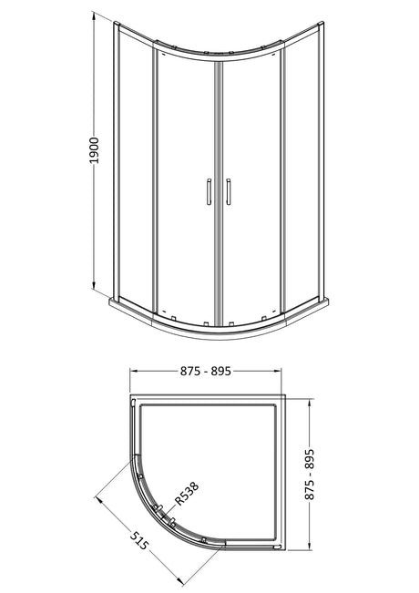 Nuie Rene Framed Shower Enclosure – 800mm & 900mm, photo 4