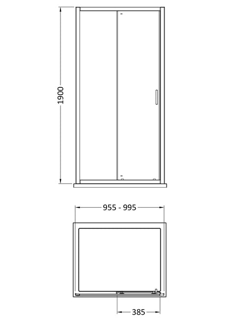 Nuie Rene Framed Sliding Shower Door – 990mm, 1200mm & 1400mm, photo 3