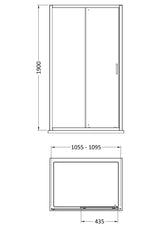 Nuie Rene Framed Sliding Shower Door – 1100mm, 1500mm, 1600mm & 1700mm, photo 3