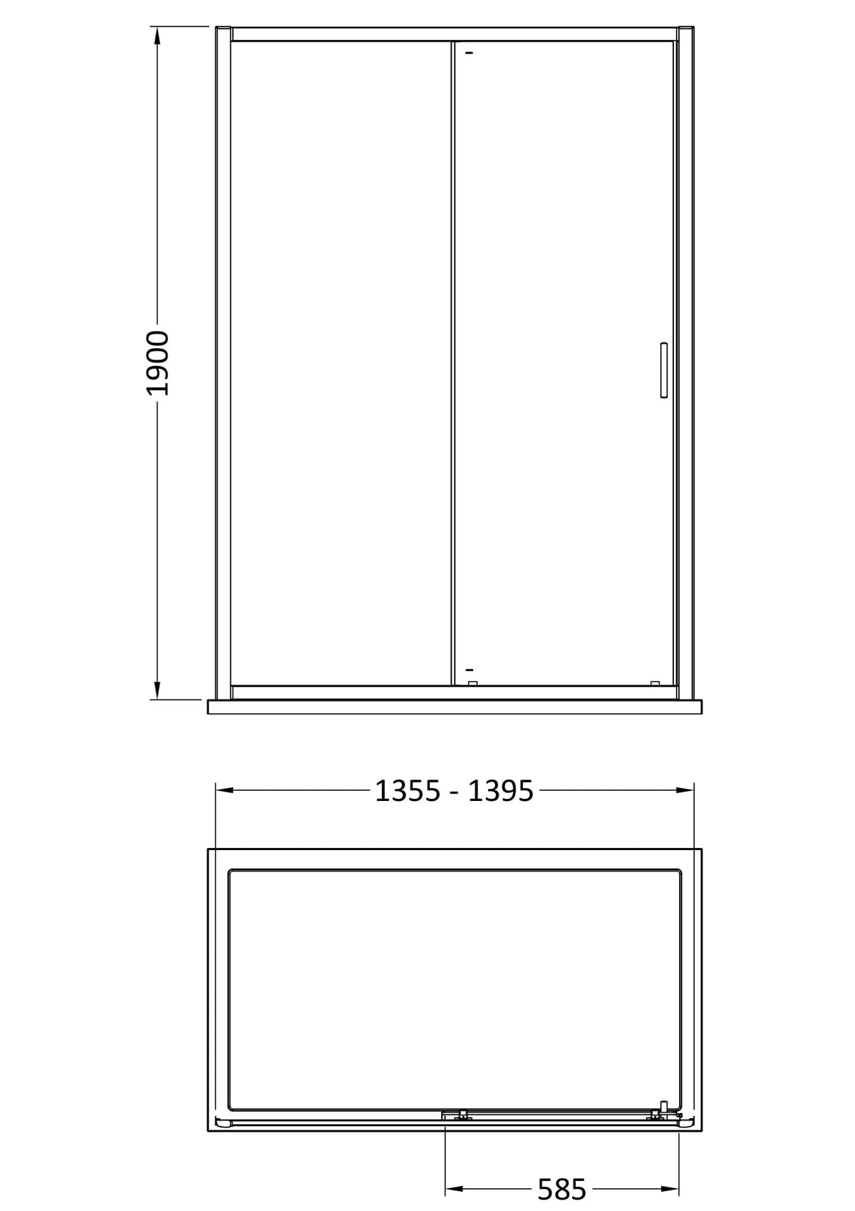 Nuie Rene Sliding Shower Door – 1000mm, 1200mm & 1400mm, photo 6