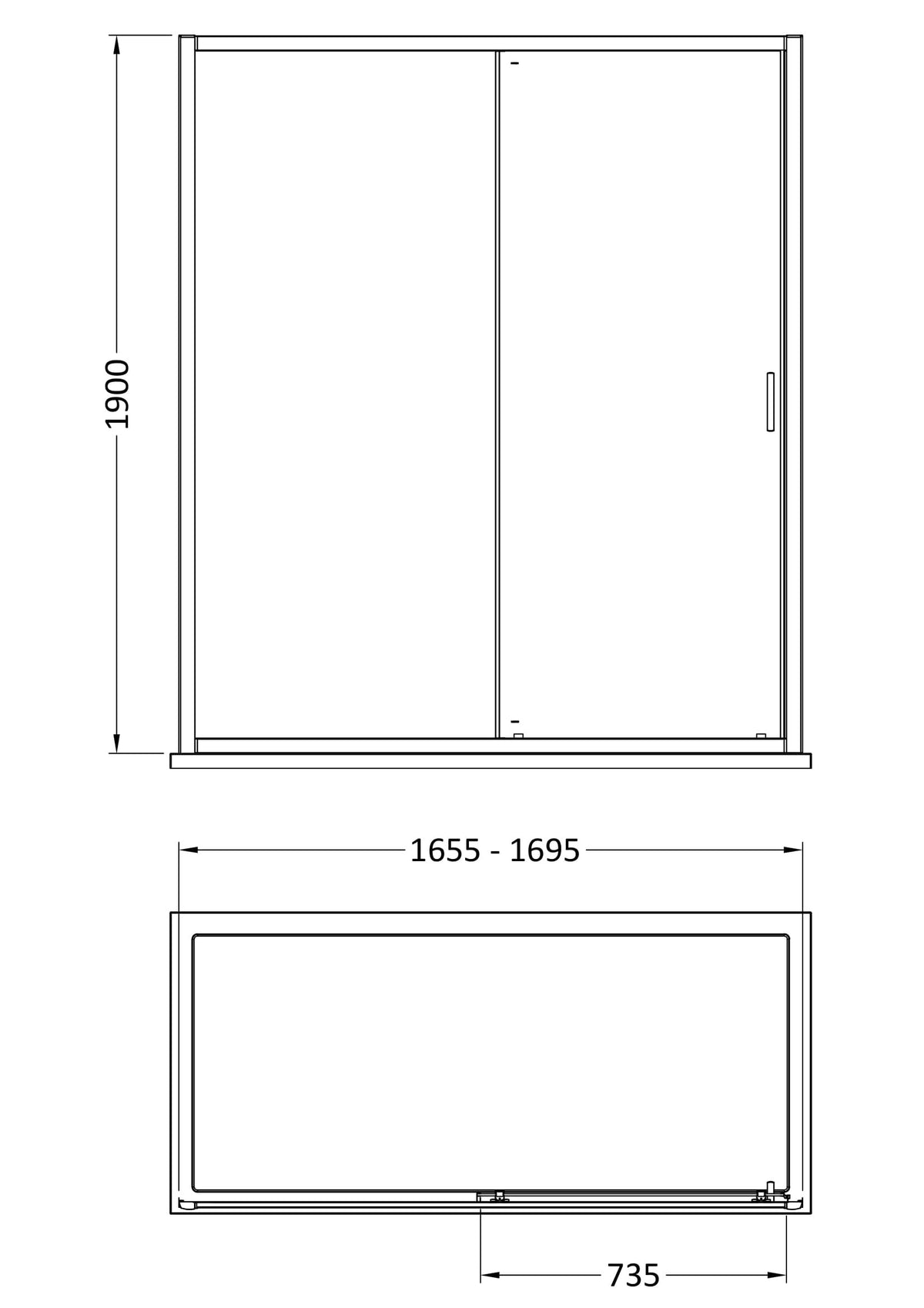 Nuie Rene Sliding Shower Door – 1100mm, 1500mm, 1600mm & 1700mm, photo 7