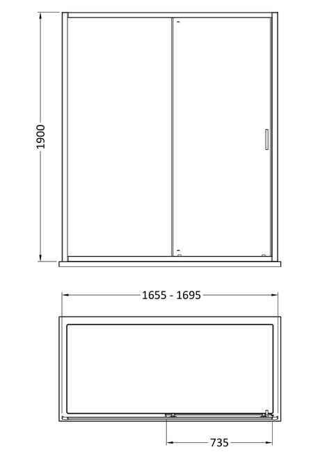 Nuie Rene Sliding Shower Door – 1100mm, 1500mm, 1600mm & 1700mm, photo 7