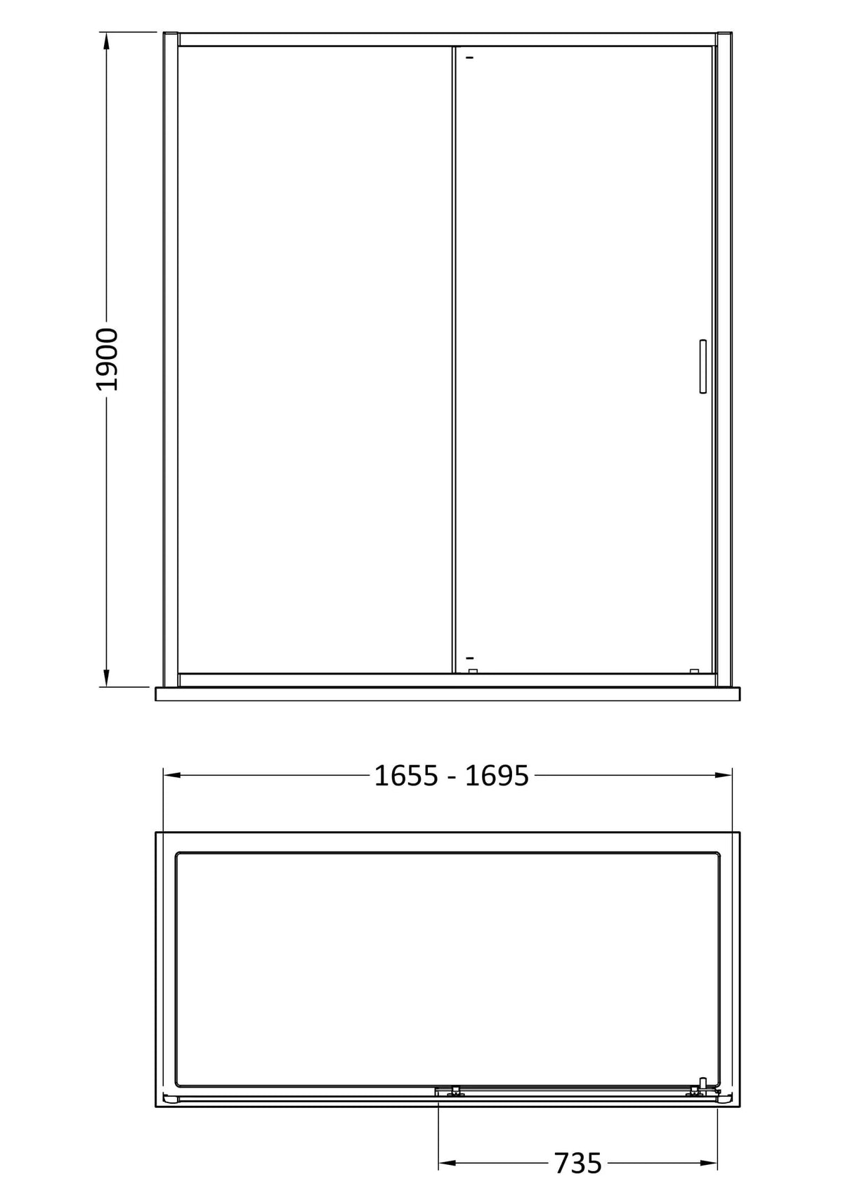 Nuie Rene Framed Sliding Shower Door – 1100mm, 1500mm, 1600mm & 1700mm, photo 6