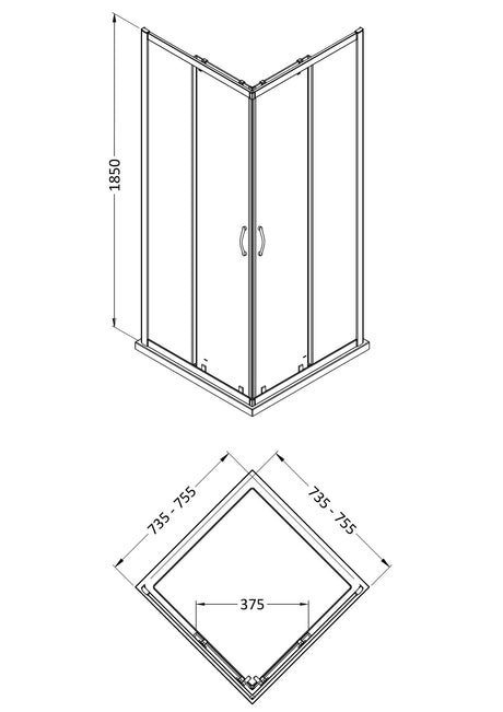 Nuie Ella Shower Enclosure – 760mm & 800mm, photo 2