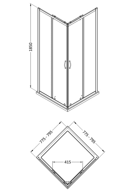 Nuie Ella Shower Enclosure – 760mm & 800mm, photo 3