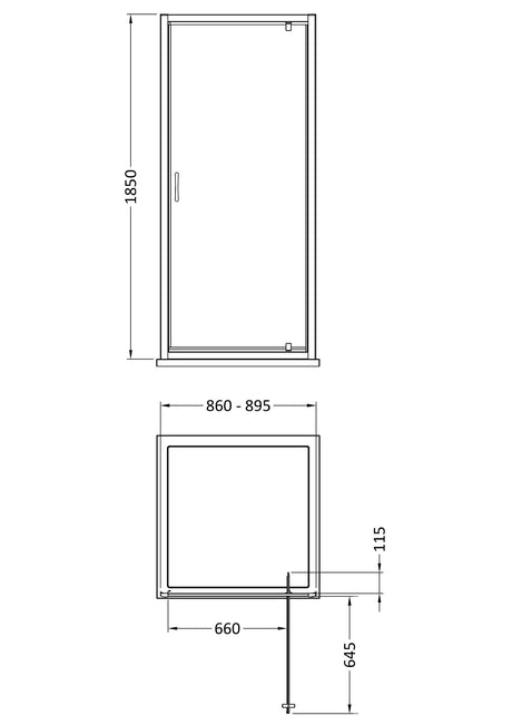 Nuie Ella Pivot Shower Door – 700mm, 760mm, 800mm & 900mm, photo 5