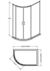 Nuie 900mm Ella1 Offset Quadrant Shower Enclosure – Chrome, photo 2