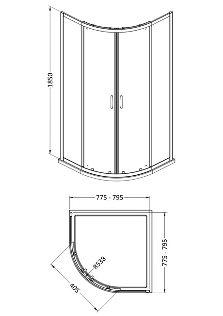 Nuie Ella Quadrant Shower Enclosure – 700mm & 800mm, photo 3