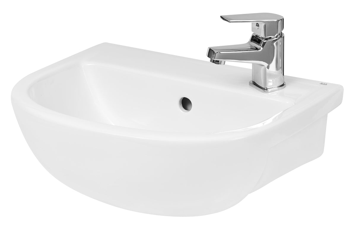 Nuie 400mm Oculus 1 Tap Hole Ceramic Semi-Recessed Basin – White