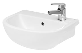 Nuie 400mm Oculus 1 Tap Hole Ceramic Semi-Recessed Basin – White